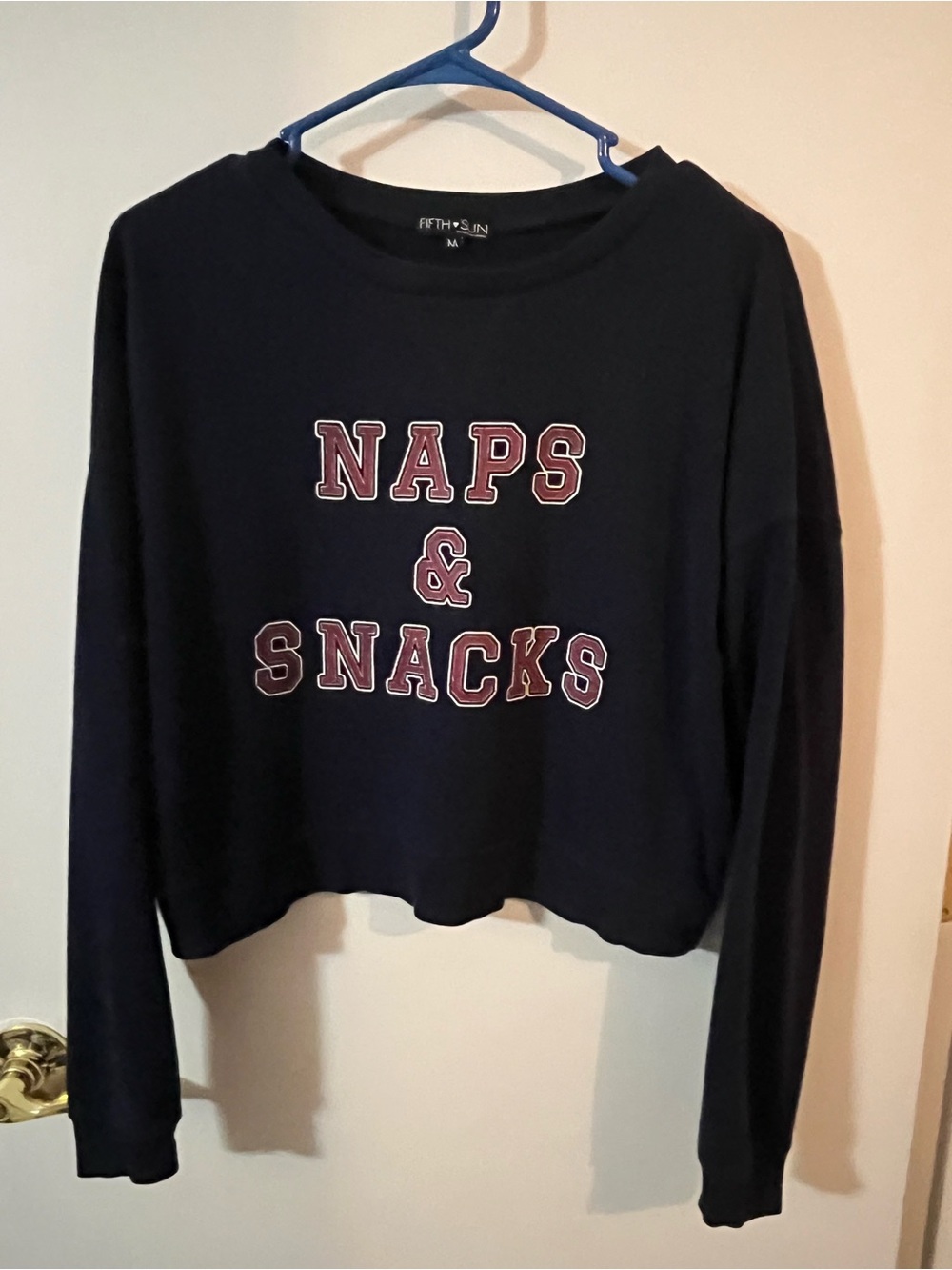 Fifth Sun Naps & Snacks Women's Navy Graphic Sweatshirt medium cropped